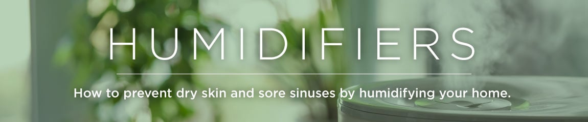 Home Remedies For Dry Skin. Humidifier releasing visible mist with text promoting how humidifiers prevent dry skin and soothe sinuses in the home.